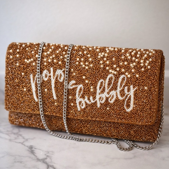 Handbags - Pop The Bubbly Beaded Clutch Bag